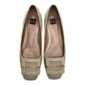 Zac Zac Posen Vonte Cream Leather Flat Shoe Size Size 10